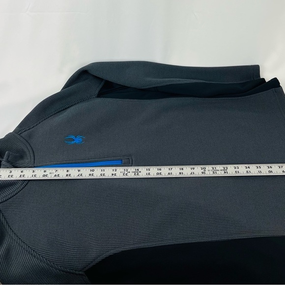 Spyder Mens XL Grey Outbound 1/2 Zip Pullover Sweater Blue Spider Logo Waffle - Picture 6 of 11